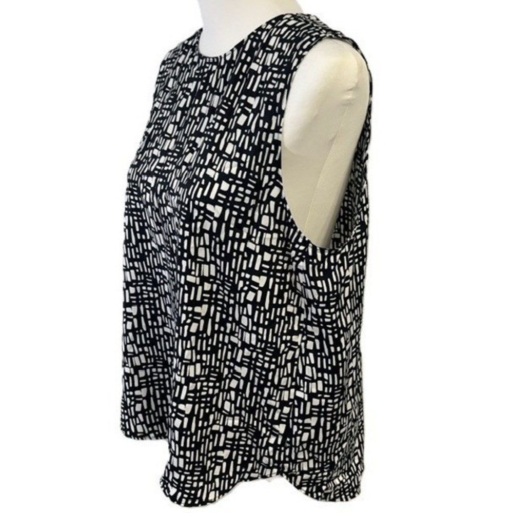 Banana Republic Blouse Black White Geometric Sleeveless Women Large Excellent